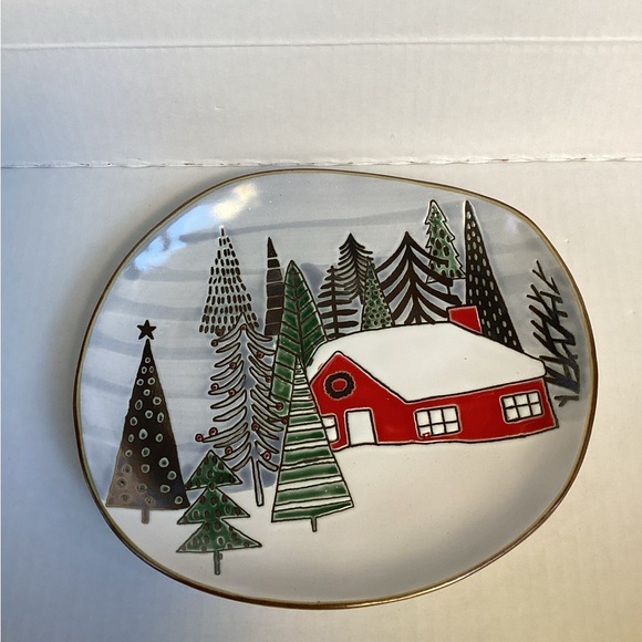 Set Of 4 Eli+Ana Spectrum ELK RIDGE Christmas Tree Cabin Salad Plates - Picture 2 of 6
